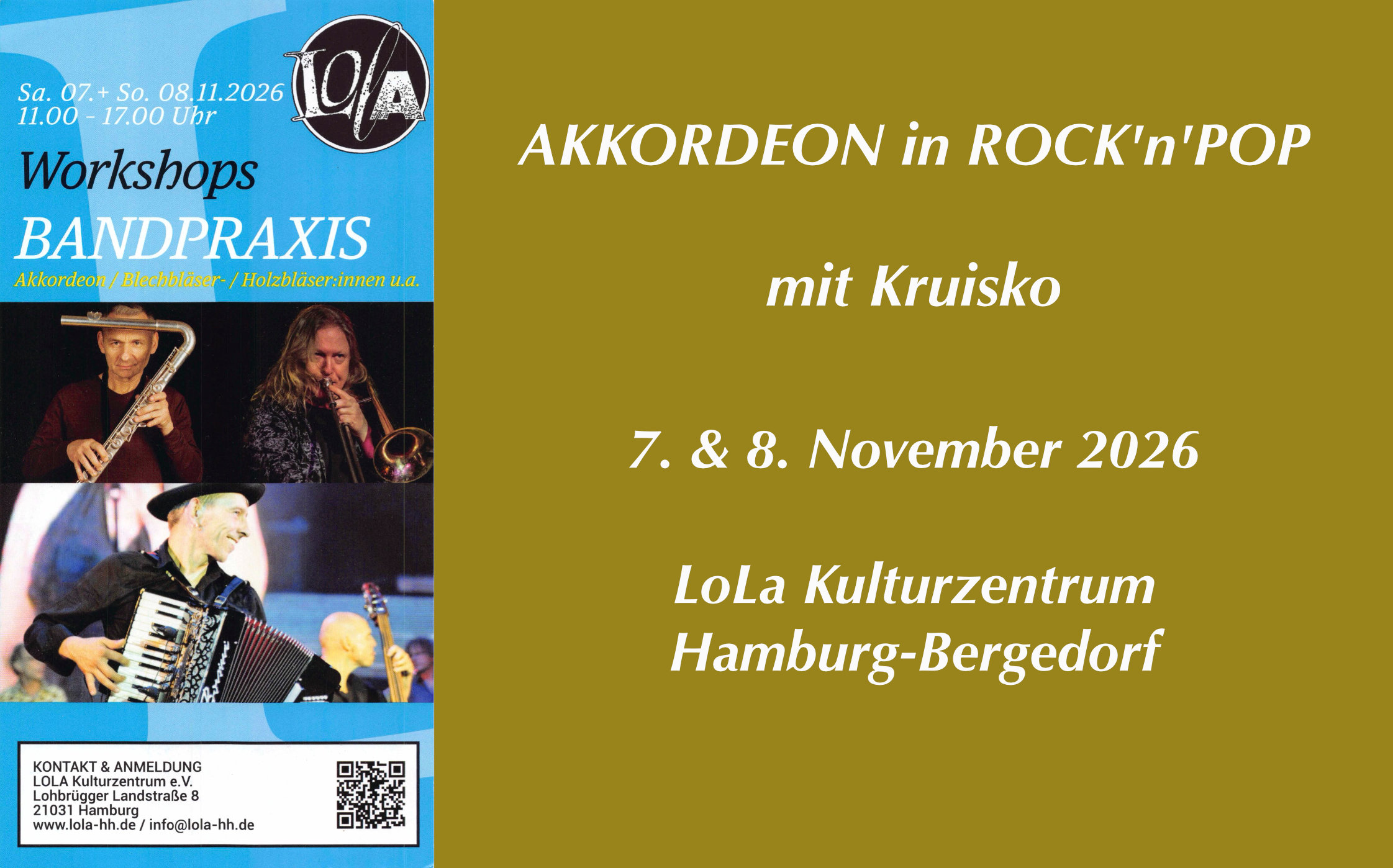 Flyer Workshops Bandpraxis LoLa Hamburg